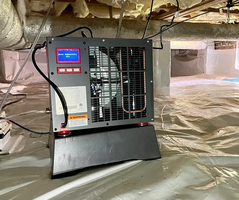 Dehumidifier Setup for Crawl Space Encapsulation in New Hampshire
