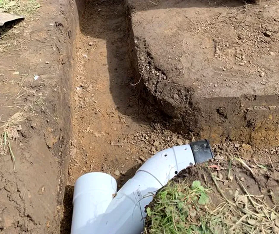 French Drain Components Ready for Installation – New Hampshire