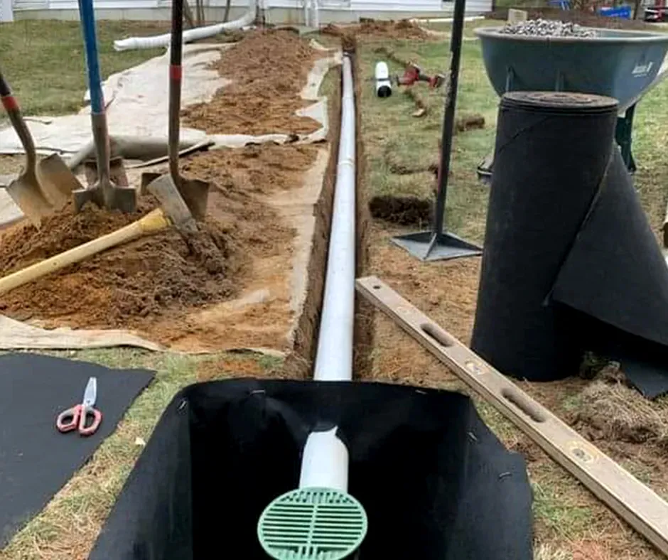 French Drain with Catch Basin Alignment – New Hampshire