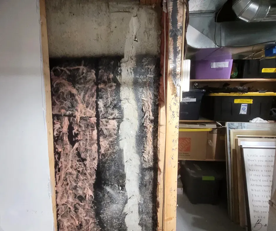 Insulation Removed for Foundation Waterproofing in New Hampshire