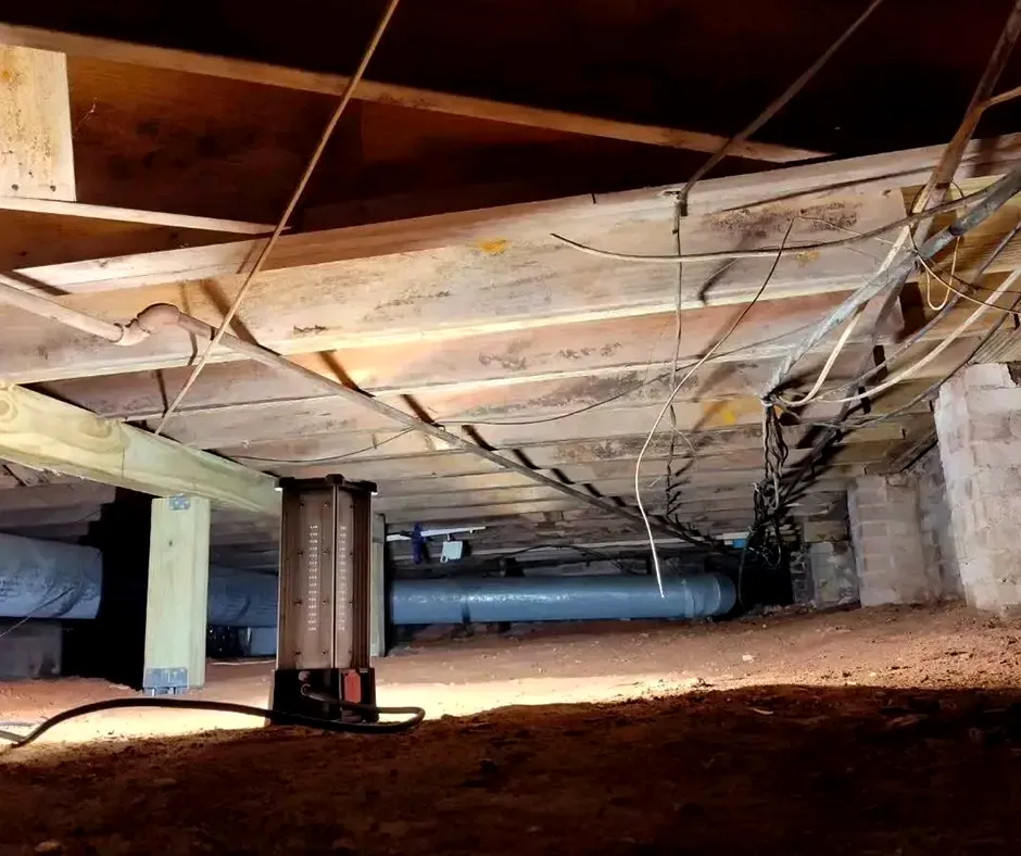 Leveling Foundation with Jacks and Beams in New Hampshire